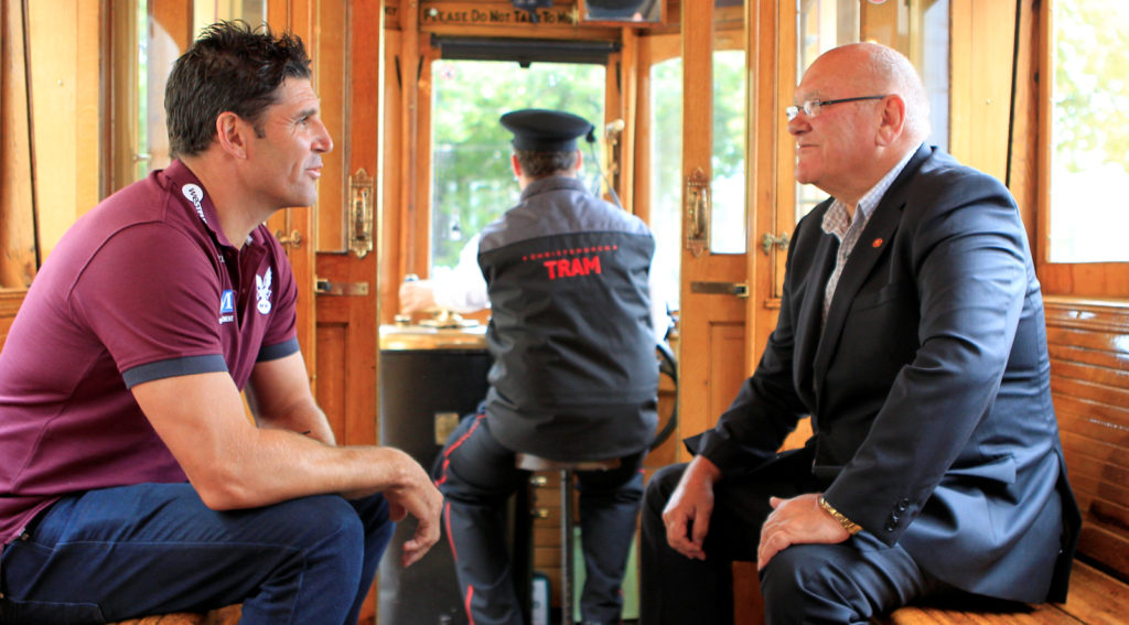 Trent Barrett, Manly Coach visits Christchurch in the lead up to his NRL team playing against the Warriors
LEAGUE


Photo byKEVIN CLARKE CMGSPORT
www.cmgsport.co.nz