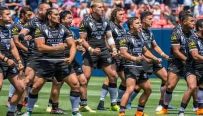 New Zealand Kiwis perform the haka.
New Zealand v England in a Denver Test Saturday June 23, 2018 at Broncos Stadium at Mile High. The TEST will be the first time the two rugby powerhouses will play each other on American soil. photos by Evan Semón Photography