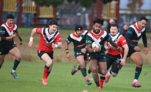 Sakiusa Lomanikaya makes a break to setup the Keas first try